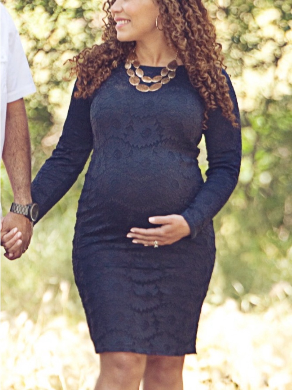 Classic Lace Maternity Dress - Women's Long Sleeve